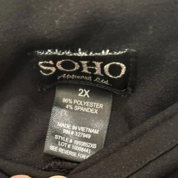 Soho Apparel LTD Women’s 2X Black Pull-On Pants Trousers Casual Stretch Comfort - Picture 3 of 4